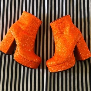 Current Mood Orange Glitter Boots